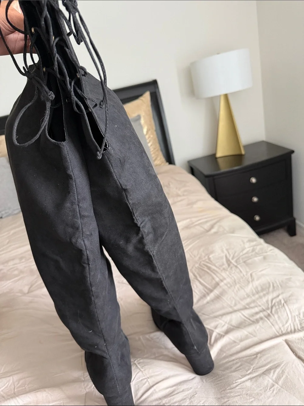 Black Thigh High Heeled Boots - Women's Fashion
